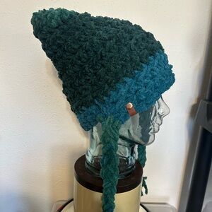 Handmade Green and Blue Knit Hat